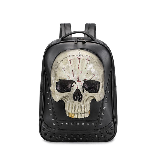 3D Skull Backpack, 3D Kreepsville Skull ，Luminous Leisure Skull Backpack-0