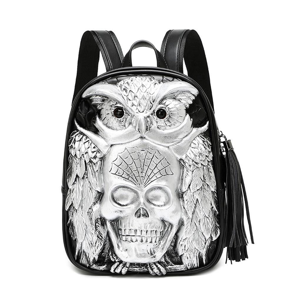 3D Skull Backpack ,3D Skull Owl Small Backpack-1