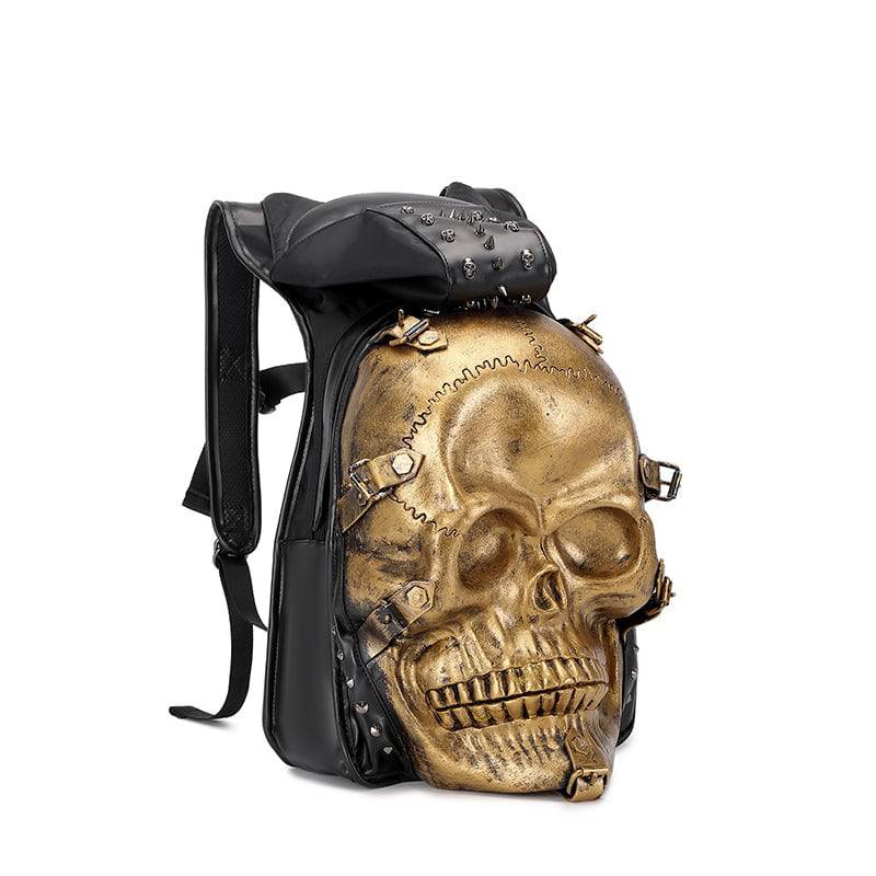 3D Skull Backpack Rivets Skull Backpack With Hoodie Cap-3