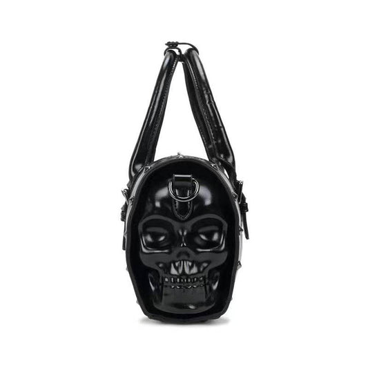 3D Skull Studded Speedy Bucket Travel Duffel Weekend Bags-0