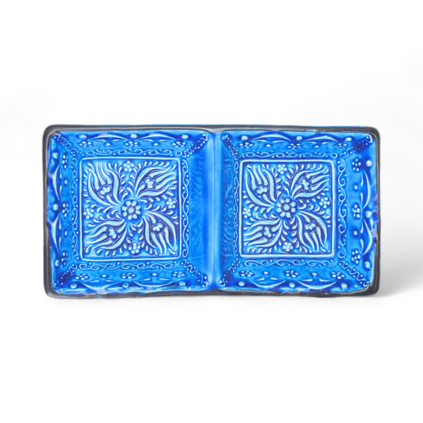 2-in-1 Blue Square Snack and Dip Bowl for Divided Servings-4