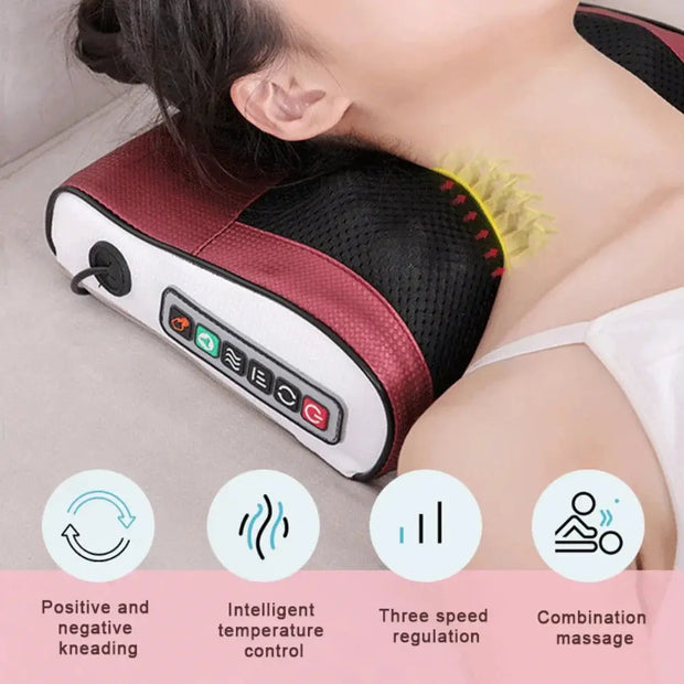 4 Key Smart Cervical Neck Shoulder Electric Waist Back Shiatsu Massage Pillow Heated Car Seat Massage Neck and Shoulder Massager - Memoriex 