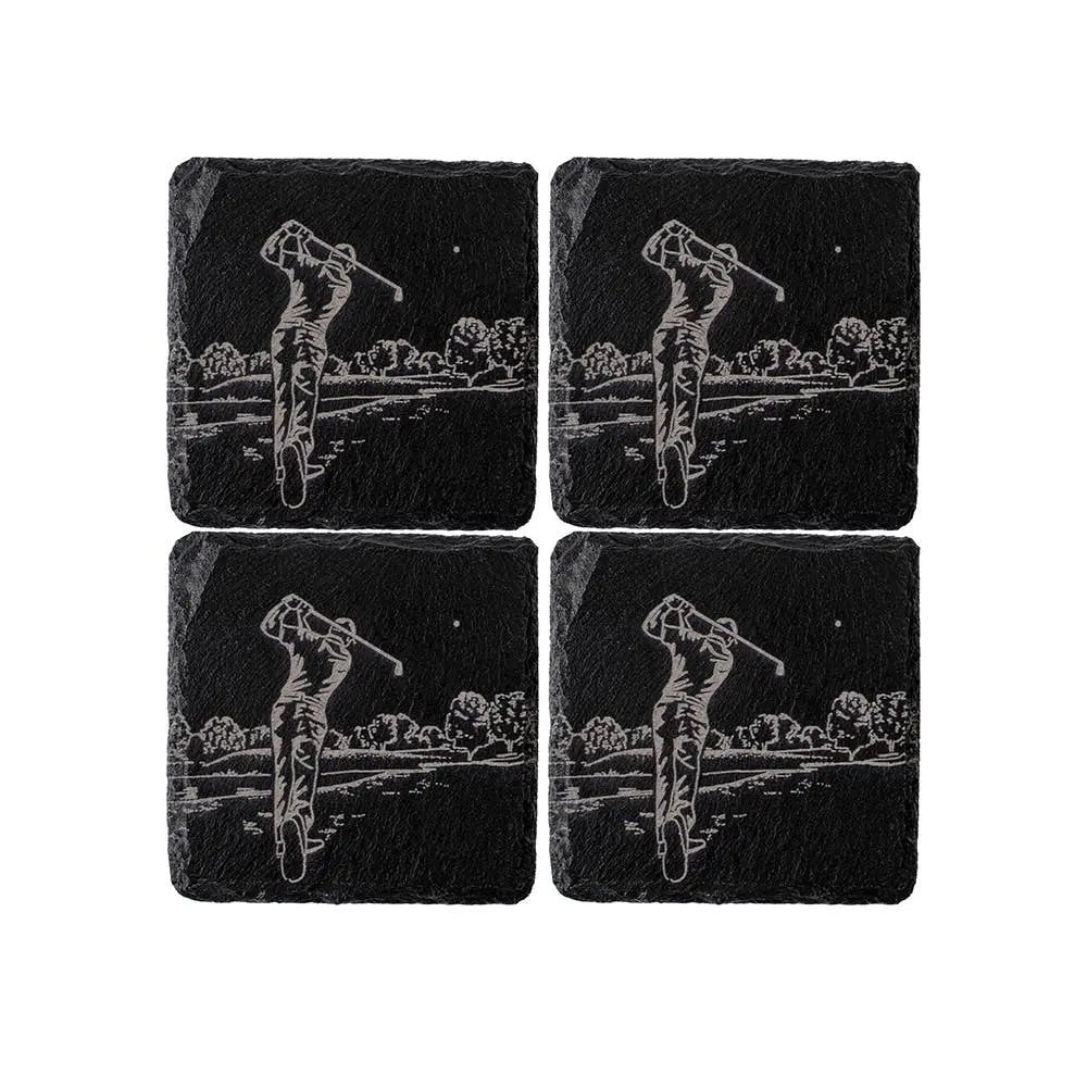 4 Slate Coasters - Golf-0