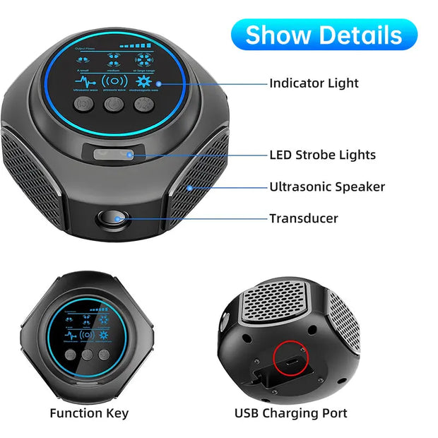 4-in-1 ultrasonic rodent repellent, 360° electronic rat repellent, repels indoor flies, cockroaches & mosquitoes. - Memoriex