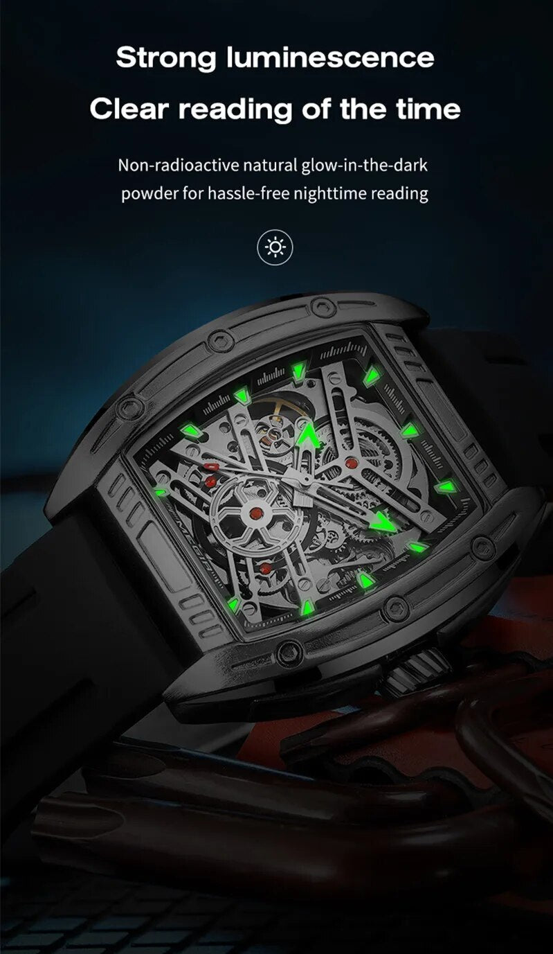 MEGIR Original Luxury Sport Watch for Men Silicone Band Automatic Mechanical Movement WristWatches Luminous Clock Reloj Hombre-12