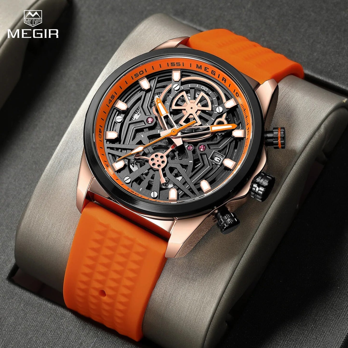 MEGIR Sports Watches Brand Luxury Wrist Watch Clock for Men Silicone Strap Luminous Quartz Big Dial Wristwatch Relogio Masculino-0