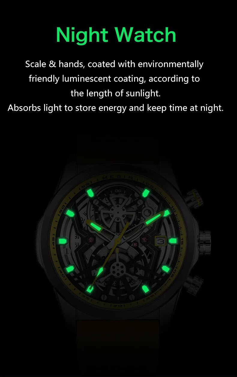 MEGIR Sports Watches Brand Luxury Wrist Watch Clock for Men Silicone Strap Luminous Quartz Big Dial Wristwatch Relogio Masculino-5