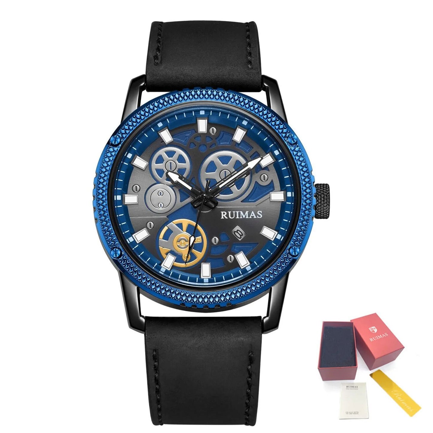 RUIMAS Relogio Masculino Luxury Leather Band Quartz Wristwatch Men Big Dial Moda Watches Waterproof Sport Military Reloj Hombre-8