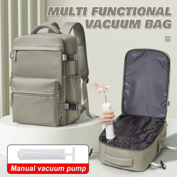 Ryanair Approved Cabin Bag 40x20x25 | Vacuum Compression Travel Backpack with 42x29x15 Storage Bag & Laptop Compartment