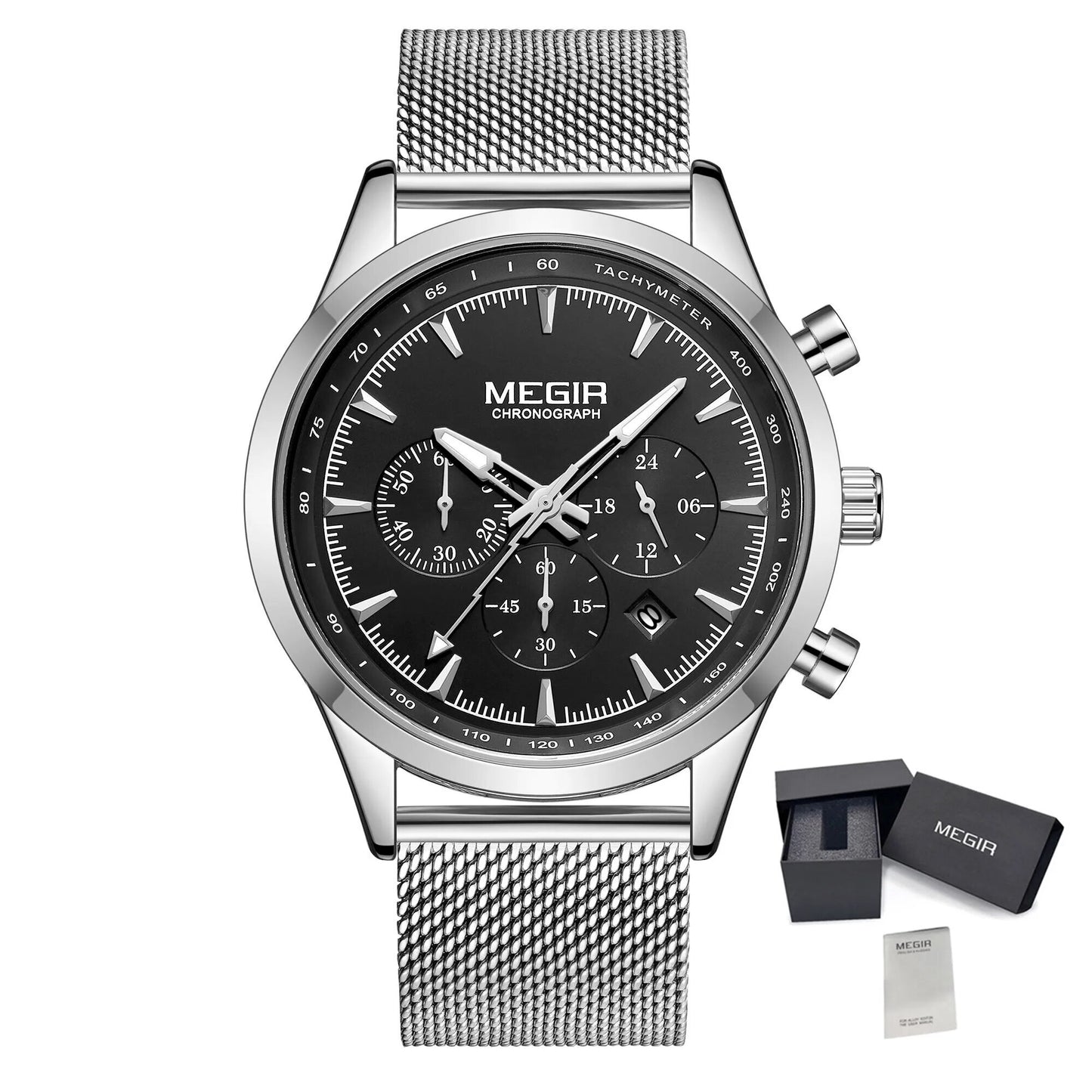 MEGIR Fashion Watch for Men Top Luxury Big Dial Business Quartz Watches Waterproof Steel Wrist Watch Clock Relogio Masculino-14