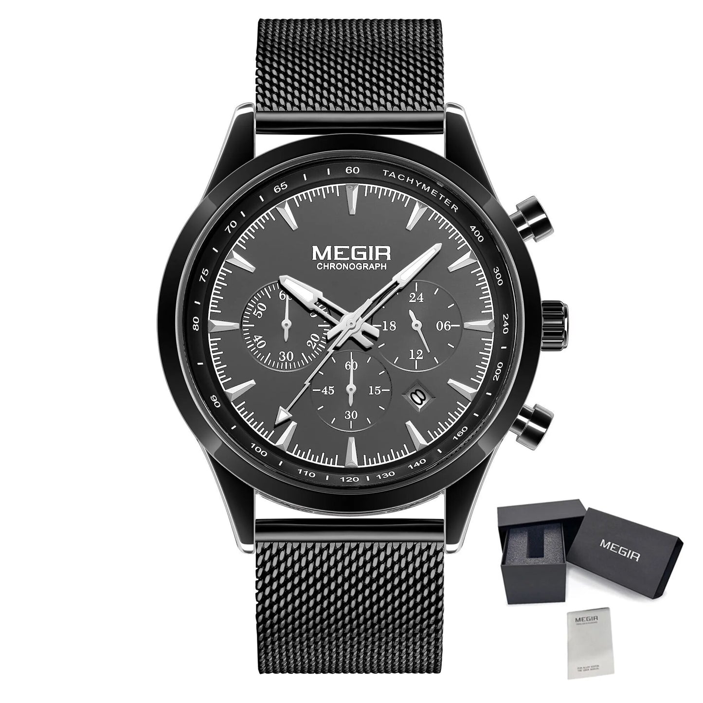 MEGIR Fashion Watch for Men Top Luxury Big Dial Business Quartz Watches Waterproof Steel Wrist Watch Clock Relogio Masculino-15