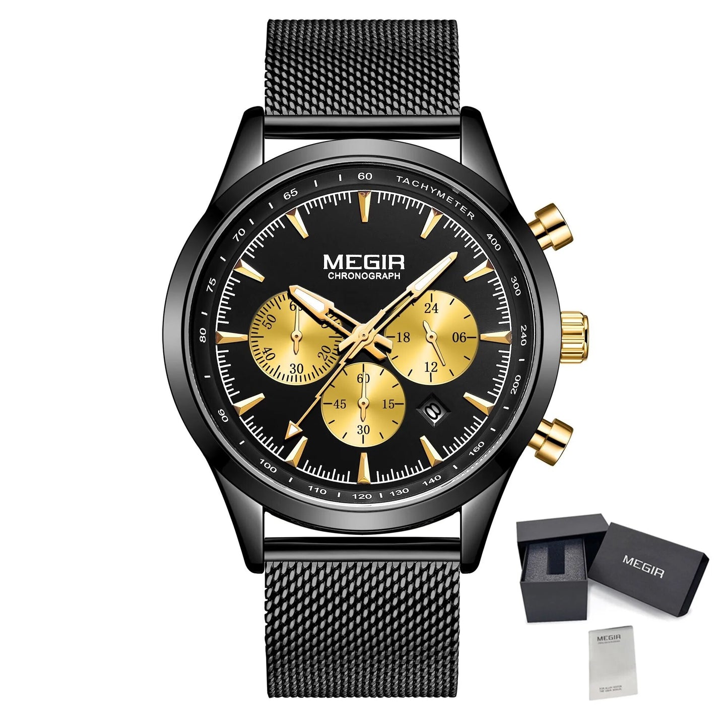 MEGIR Fashion Watch for Men Top Luxury Big Dial Business Quartz Watches Waterproof Steel Wrist Watch Clock Relogio Masculino-13