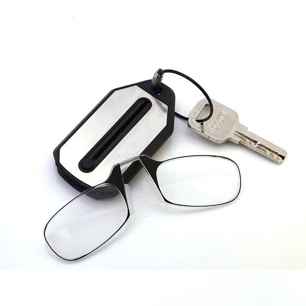 Nose clip presbyopic glasses keychain ultra lightweight carrying elderly glasses wallet glasses reading glasses - Memoriex