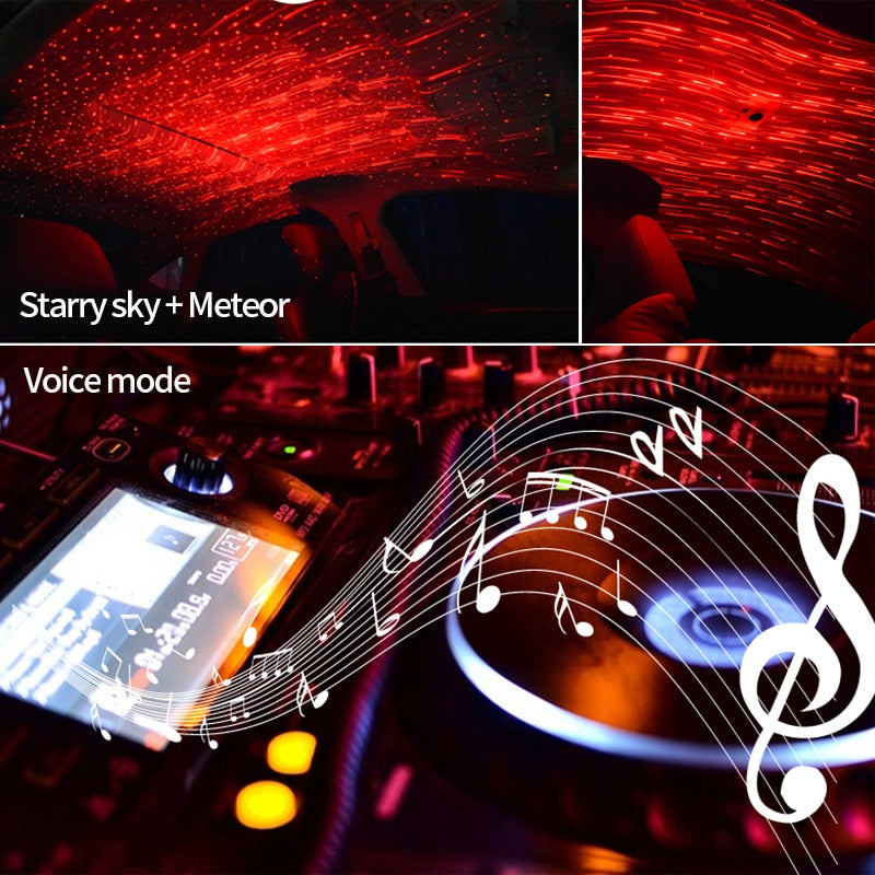 Light Projector Car Decoration Light USB LED Starry Sky Star DJ RGB Laser Projector Music Sound Remote Control Auto Car Styling - Memoriex 