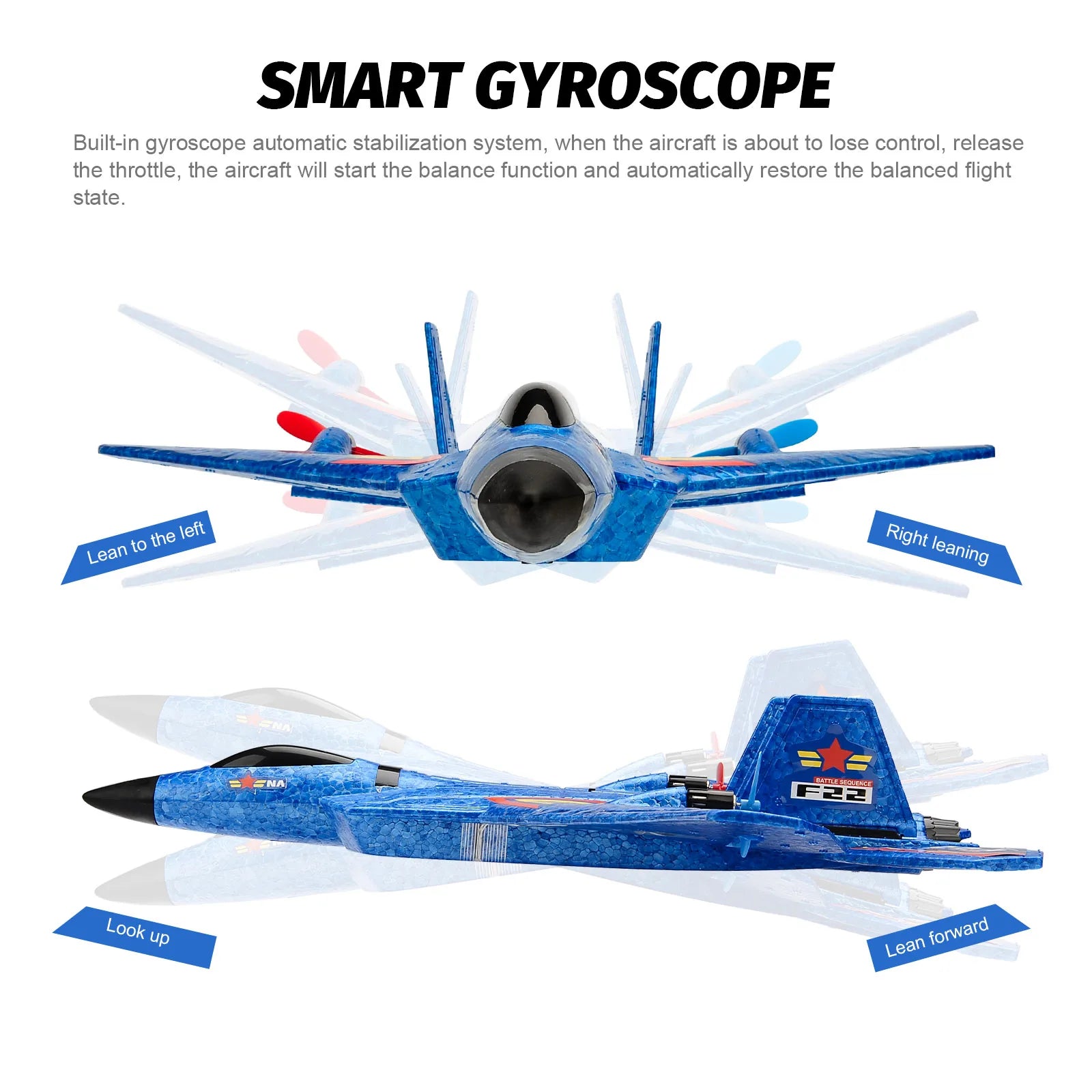 RC Flugzeug F22 raptor Hubschrauber Fernbedienung flugzeug 2,4G Flugzeug Fernbedienung EPP Schaum flugzeug Kinder spielzeug - Memoriex 