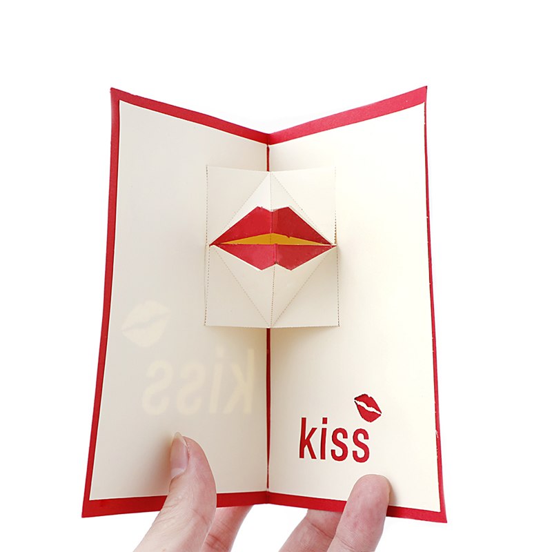 3D Pop Up Paper Laser Cut Greeting Cards Creative Handmade Kiss Birthday Postcards for Lover Thank You Cards - Memoriex