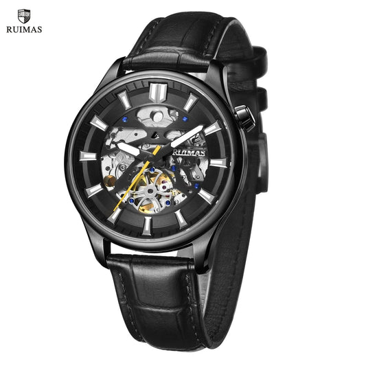 RUIMAS Men Mechanical Wristwatch Fashion Casual Leather Band Watch Luxury Sport Wrist Watch Chronograph Luminous Man Clock 6770-0