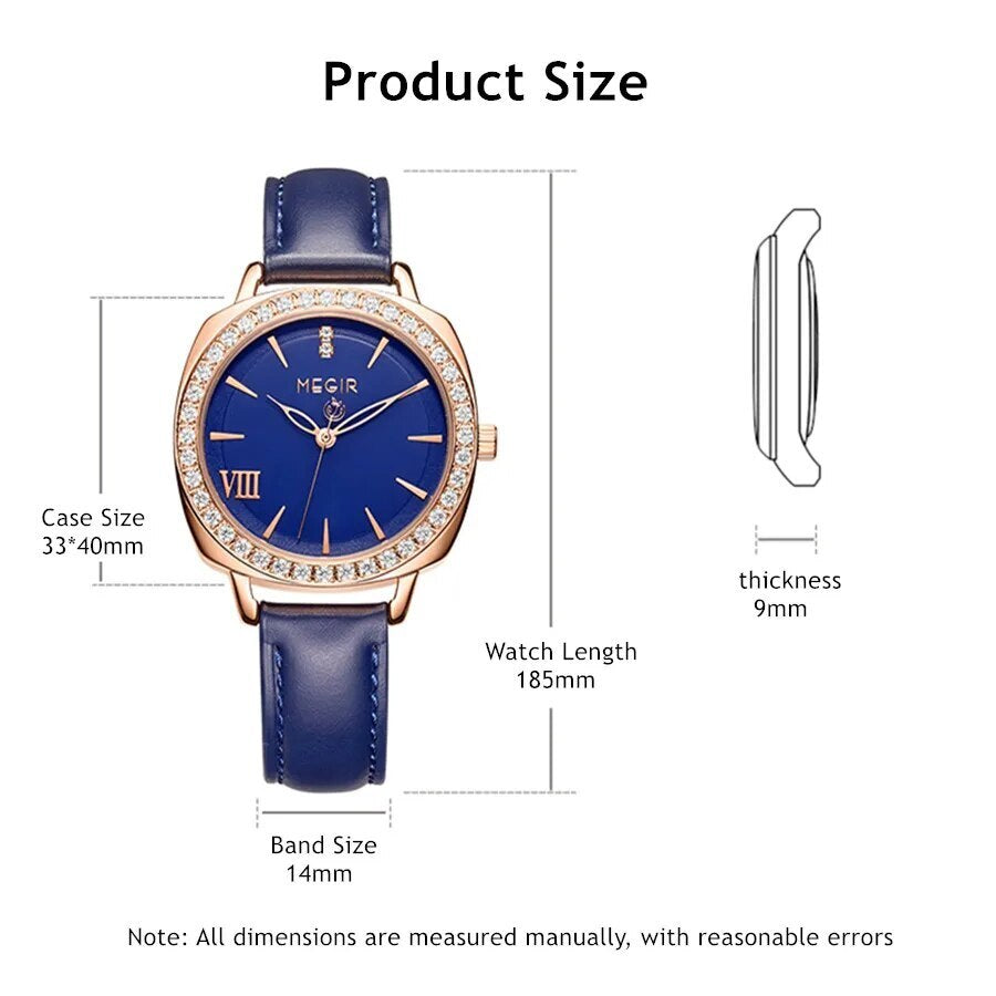 MEGIR Fashion Women Watch Luxury Diamond Leather Ladies Bracelet Watch Female Quartz Wristwatches Dress Clock Relogio Feminino-3