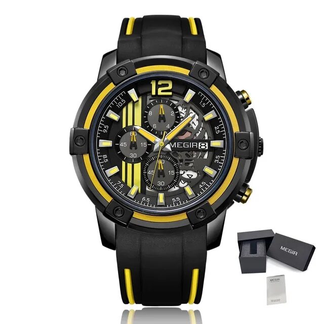 MEGIR Chronograph Mens Sport Watches with Silicone Band Big Dial Military Quartz Watch Men Clock Relogio Masculino Reloj Hombre-14