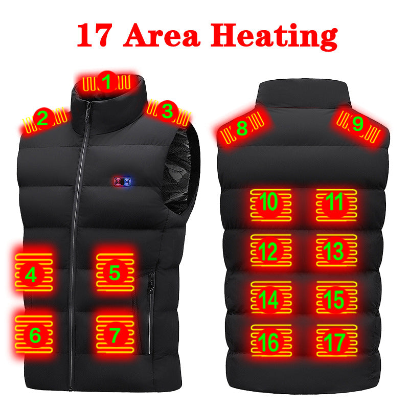 Intelligent heating vest for men and women, winter USB electric heating vest, heated cotton jacket with clip - Memoriex 