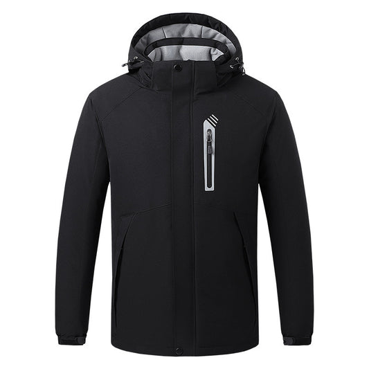 USB heating jacket, outdoor fashion men's cotton jacket, thick and warm jacket, heated cotton jacket - Memoriex 