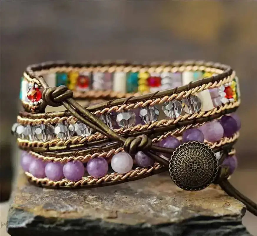 Amethyst Heart Wrap Bracelet-1