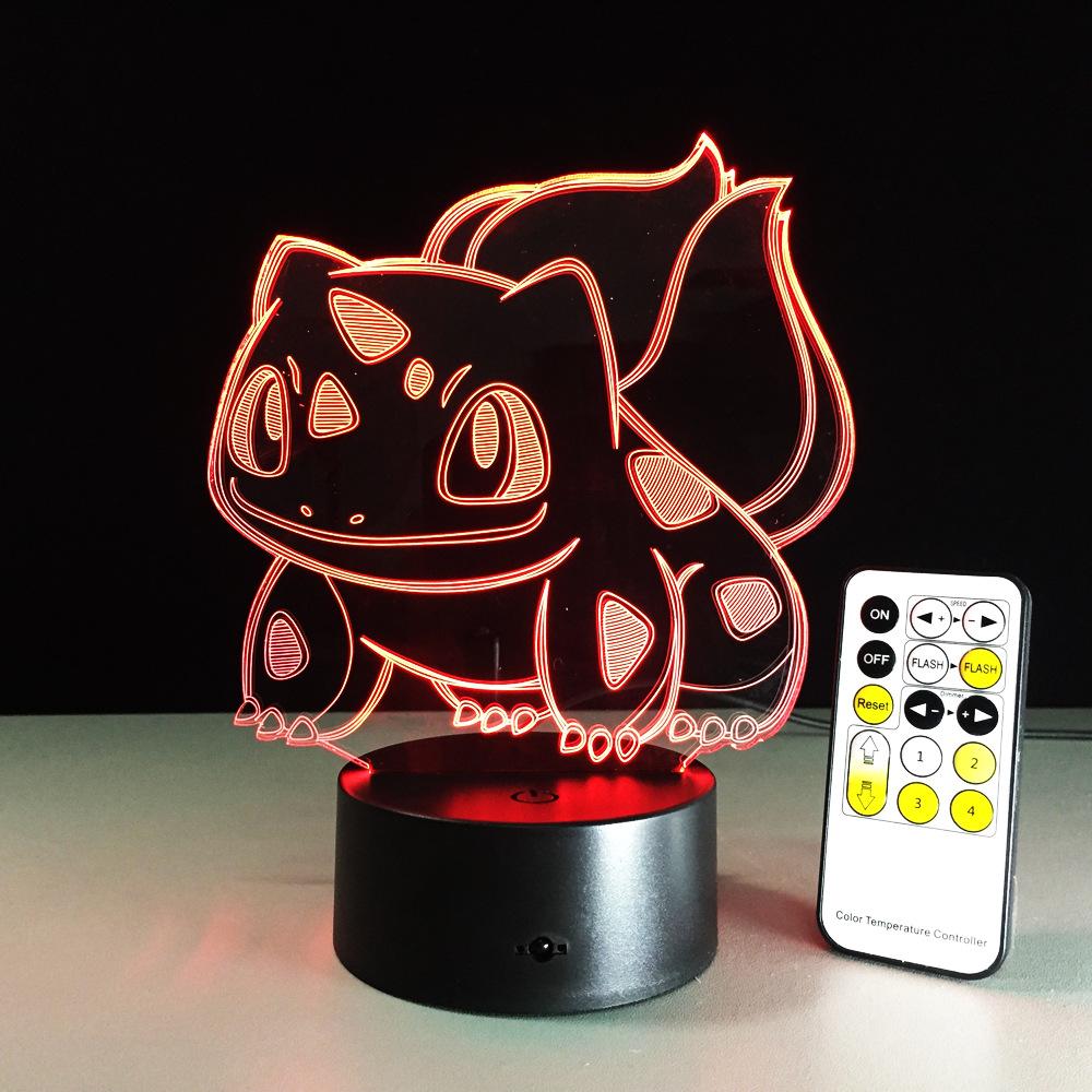 3D Pikachu Pokeball Bulbasaur Bay Role RGB Pokemon Night Light Go Action Figure visual illusion LED Holiday Christmas Gifts