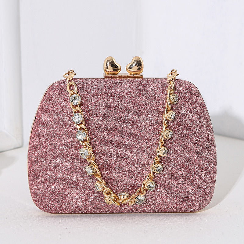 Little Love Water Diamond Chain Handheld Crossbody Small Square Bag Celebrity Banquet Handheld Bag - Memoriex 