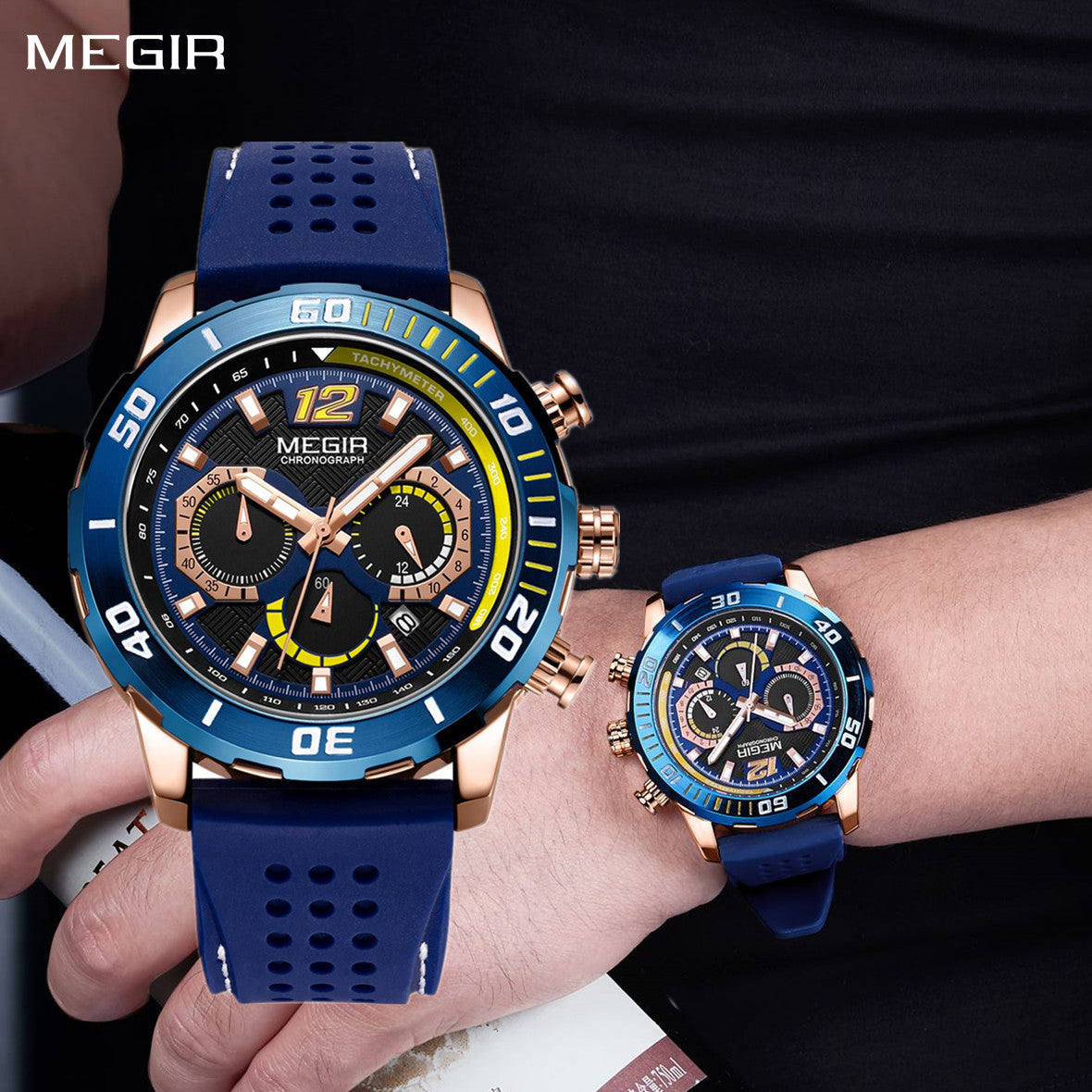 MEGIR Relogio Masculino Fashion Luxury Sports Watches for Men Waterproof Date Luminous Silicone Quartz Wristwatch Man Clock 2109-0