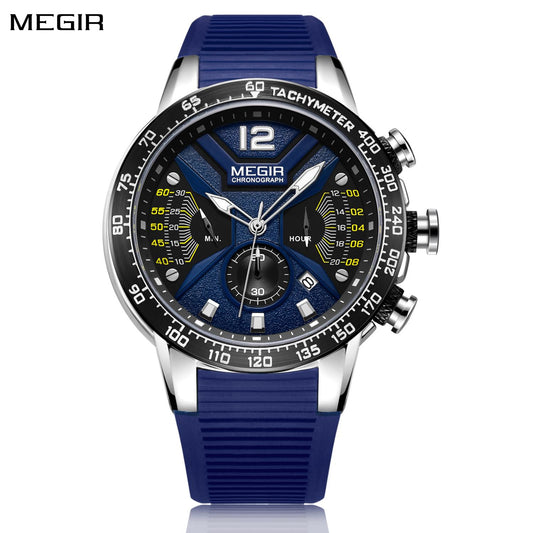 MEGIR Men Watch Top Brand Luxury Sport Chronograph Fashion Casual Mens Quartz Watches Silicone Wristwatches Reloj Hombre 2106-0