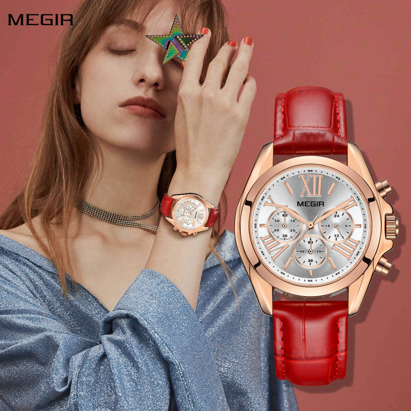 MEGIR Watch for Women Top Brand Luxury Ladies Fashion Wristwatch Leather Waterproof Elegant Dress Quartz Female Clock 2114-0