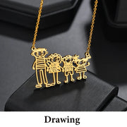 Personalised Kids Drawing Necklace | Custom Children's Artwork Pendant | Titanium Steel Family Gift - Memoriex