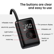 Portable Digital Tire Inflator with LCD Display, 150 PSI Cordless Air Pump for Car, Bike, Motorcycle, and Ball, USB-C Rechargeable with Power Bank - Memoriex