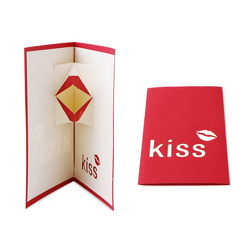 3D Pop Up Paper Laser Cut Greeting Cards Creative Handmade Kiss Birthday Postcards for Lover Thank You Cards - Memoriex