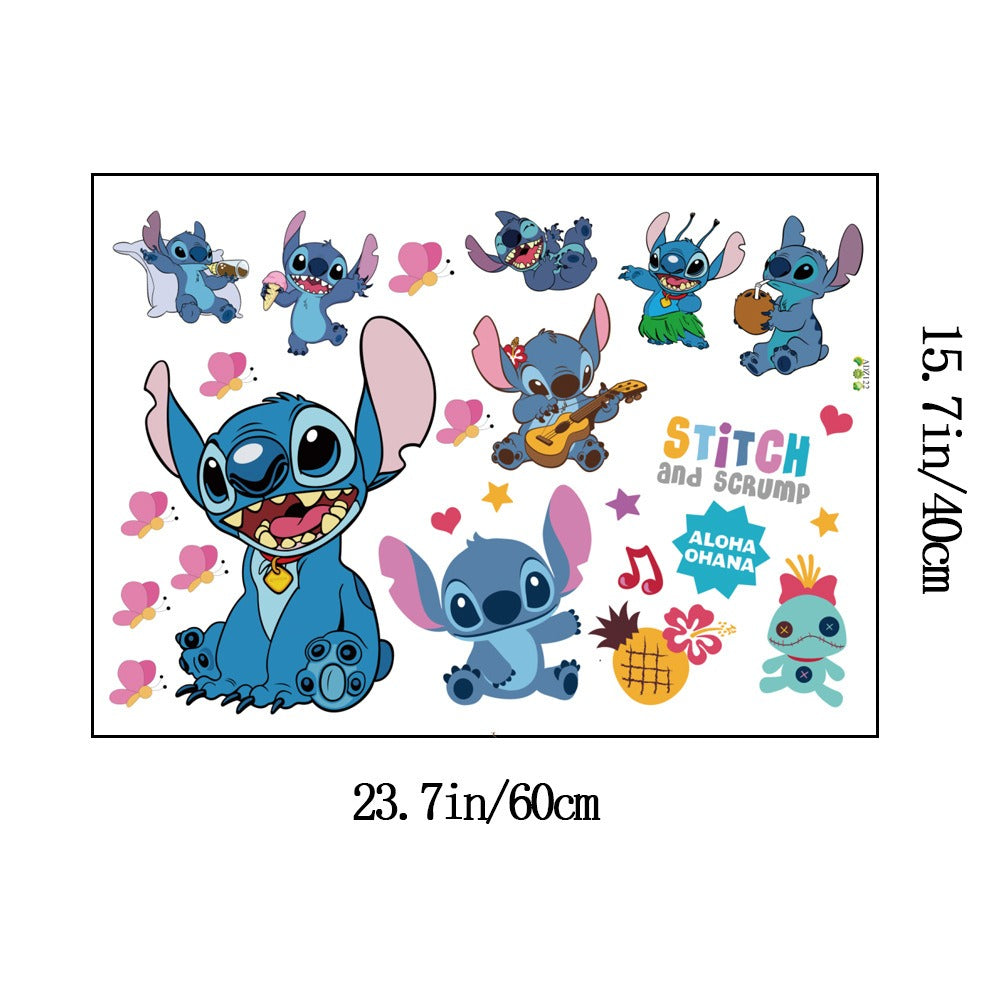 Stitch Children's Room Decoration Wall Stickers Self Adhesive Cartoon Stitch Broken Wall Baby Room Stickers