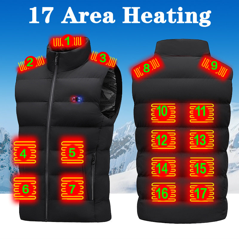 Intelligent heating vest for men and women, winter USB electric heating vest, heated cotton jacket with clip - Memoriex 