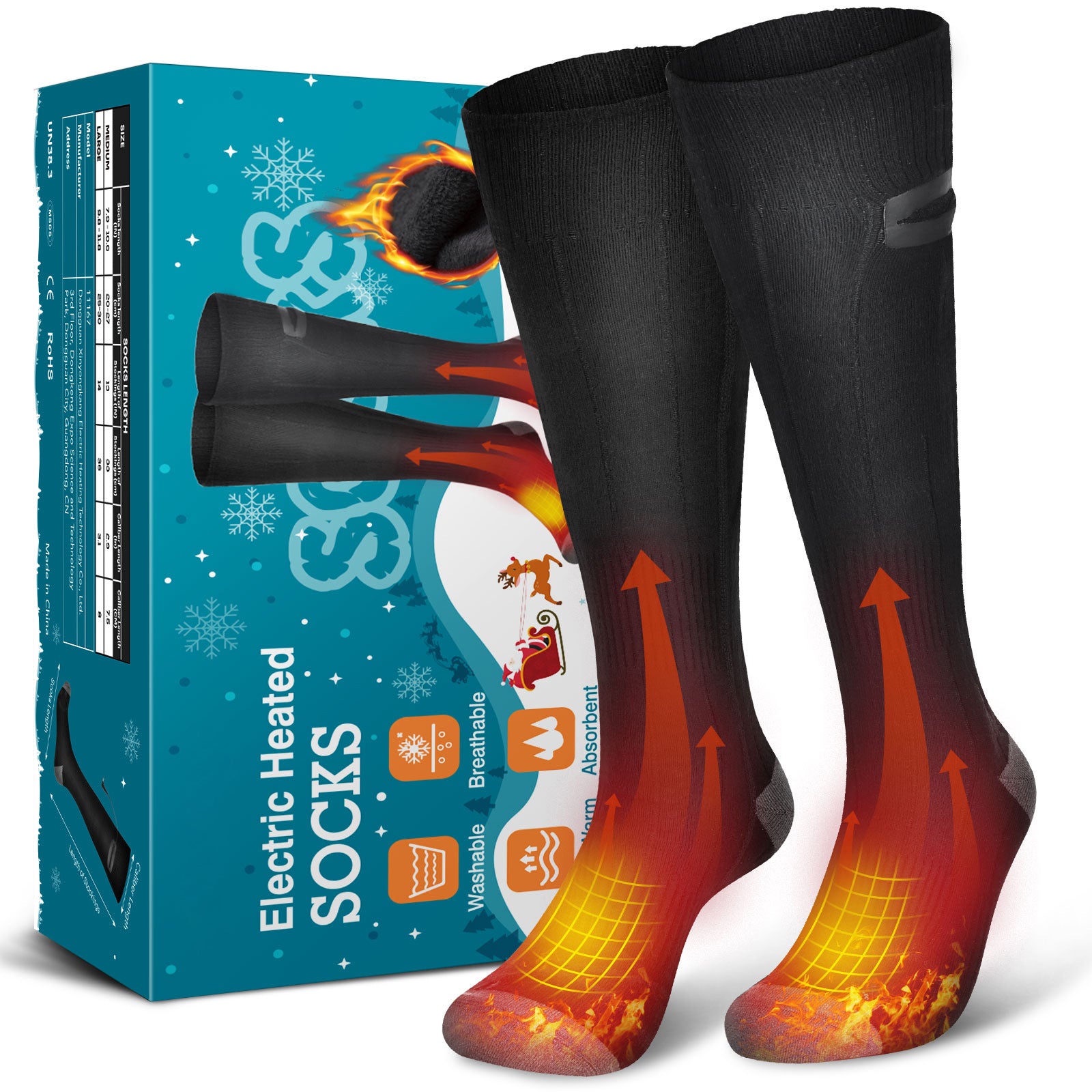 Hot socks with 3-speed electric heating, USB for men and women's foot warmers, winter electric heating and warm socks - Memoriex 