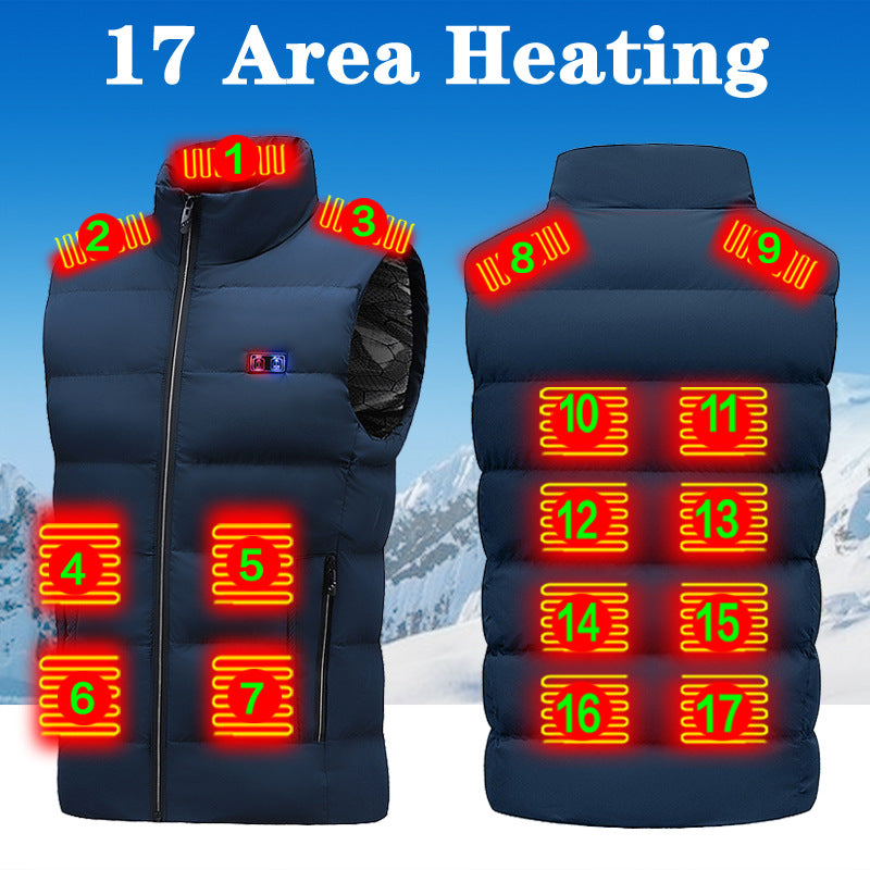 Intelligent heating vest for men and women, winter USB electric heating vest, heated cotton jacket with clip - Memoriex 