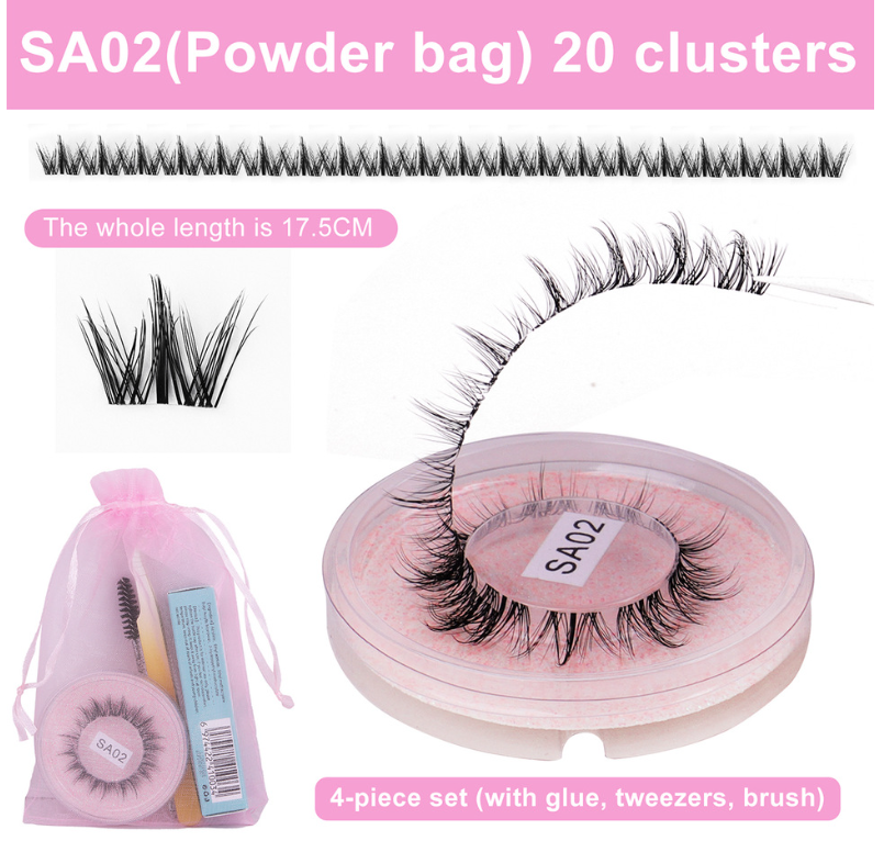 DIY false eyelashes set whole cut eyelashes European and American thick curling travel size eyelash combination