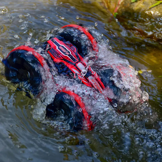 4WD Amphibious Stunt Car 2.4G Remote Control Waterproof Double-Sided Driving Tank Car Children's Toy Remote Control Car - Memoriex 