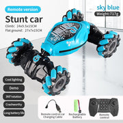 4WD RC Off Road Stunt Wheels Drift Car With Music Led Lights 2.4G Gesture Remote Control Spray 360 Rotating Climbing Car Toys - Memoriex 