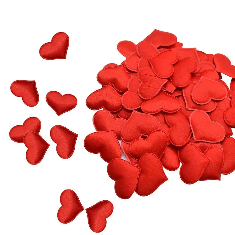 50Pcs 32mm Romantic Sponge Satin Fabric Heart Petals Wedding Confetti Table Bed Heart Petals Wedding Valentine Decoration - Memoriex 