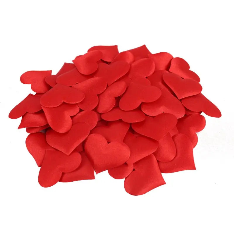 50Pcs 32mm Romantic Sponge Satin Fabric Heart Petals Wedding Confetti Table Bed Heart Petals Wedding Valentine Decoration - Memoriex 