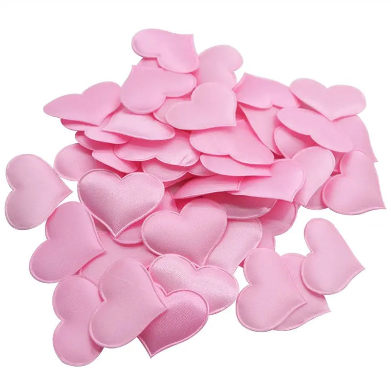 50Pcs 32mm Romantic Sponge Satin Fabric Heart Petals Wedding Confetti Table Bed Heart Petals Wedding Valentine Decoration - Memoriex 