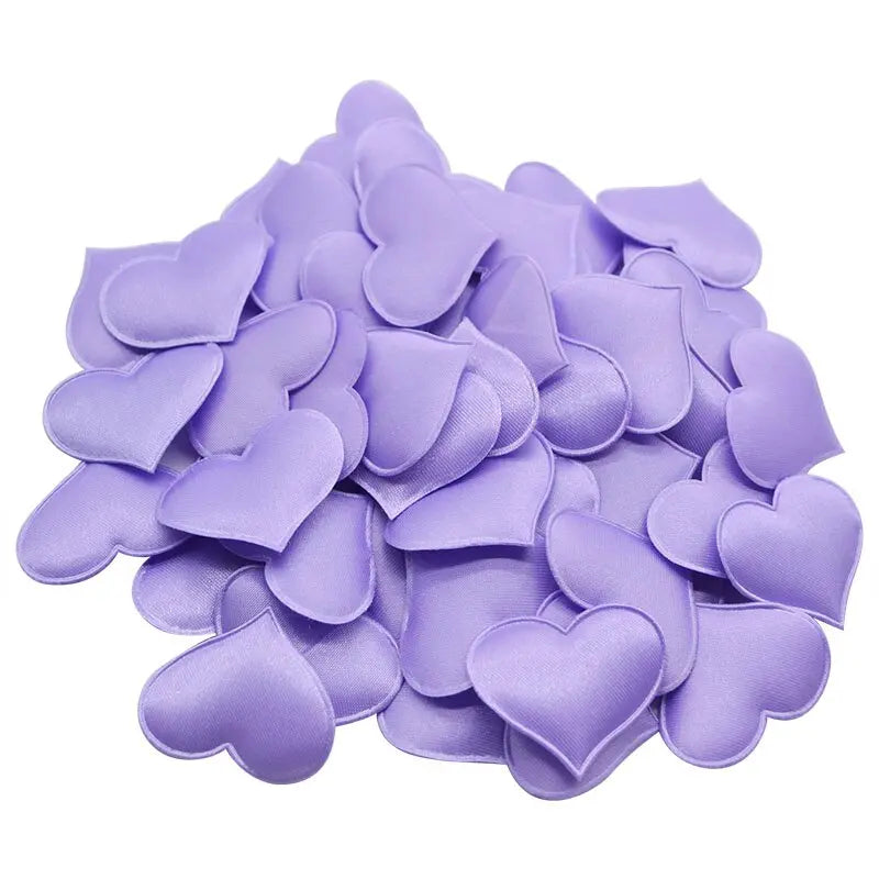 50Pcs 32mm Romantic Sponge Satin Fabric Heart Petals Wedding Confetti Table Bed Heart Petals Wedding Valentine Decoration - Memoriex 