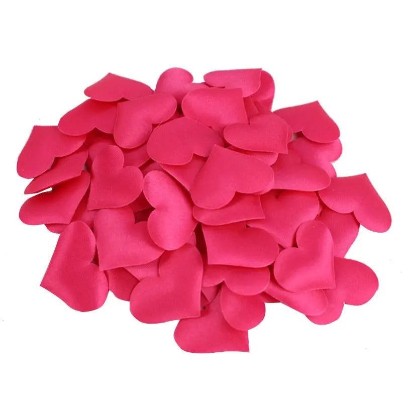 50Pcs 32mm Romantic Sponge Satin Fabric Heart Petals Wedding Confetti Table Bed Heart Petals Wedding Valentine Decoration - Memoriex 