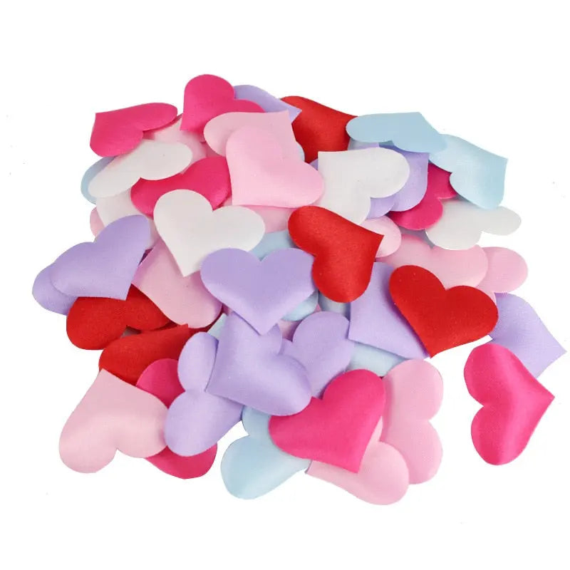 50Pcs 32mm Romantic Sponge Satin Fabric Heart Petals Wedding Confetti Table Bed Heart Petals Wedding Valentine Decoration - Memoriex 