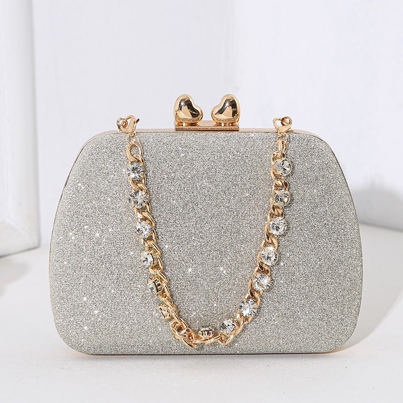 Little Love Water Diamond Chain Handheld Crossbody Small Square Bag Celebrity Banquet Handheld Bag - Memoriex 