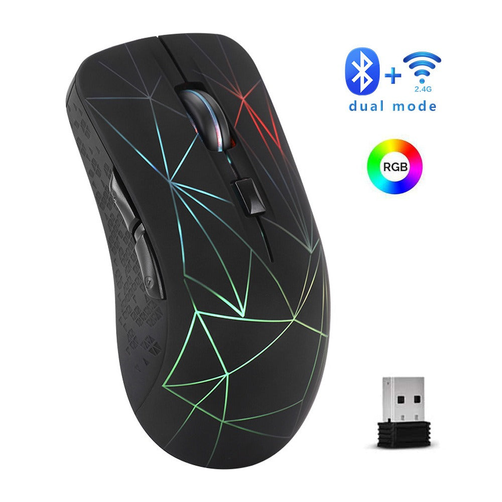 Dual mode wireless mouse silent office colorful illuminated charging Bluetooth mouse for laptops