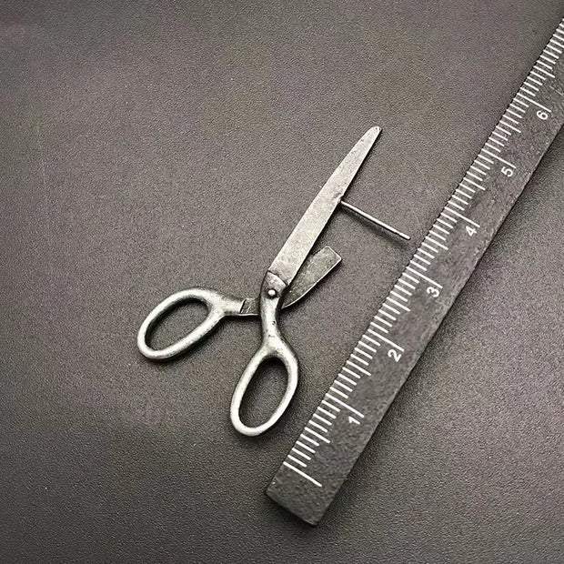 Dark Gothic Vintage Imitation Scissors Exaggerate Stud Earrings for Men Women Goth Punk Silver Color Halloween Fashion Jewelry - Memoriex